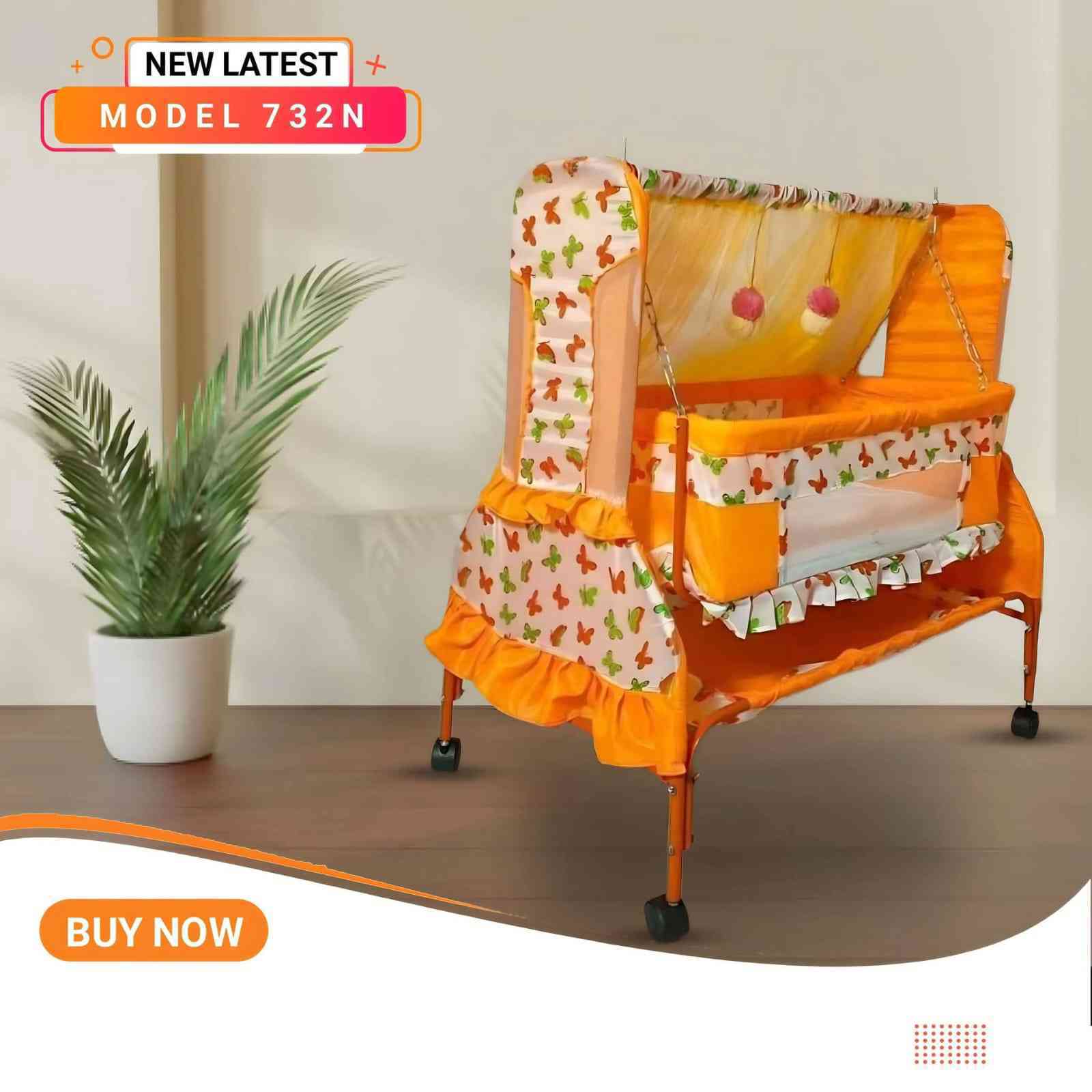 732F Premium Baby Swing Cradle with Mosquito Net | বেবি দোলনা বেড ও বালিশ ফ্রি