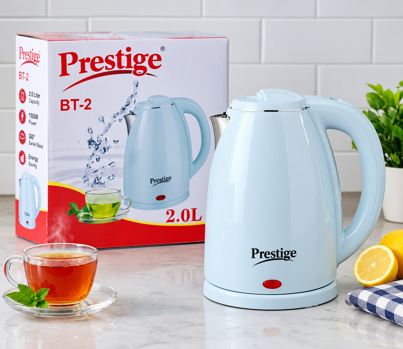 Prestige BT-2 কালারফুল ইলেকট্রিক কেটলি ২.০ লিটার | Pink & Blue