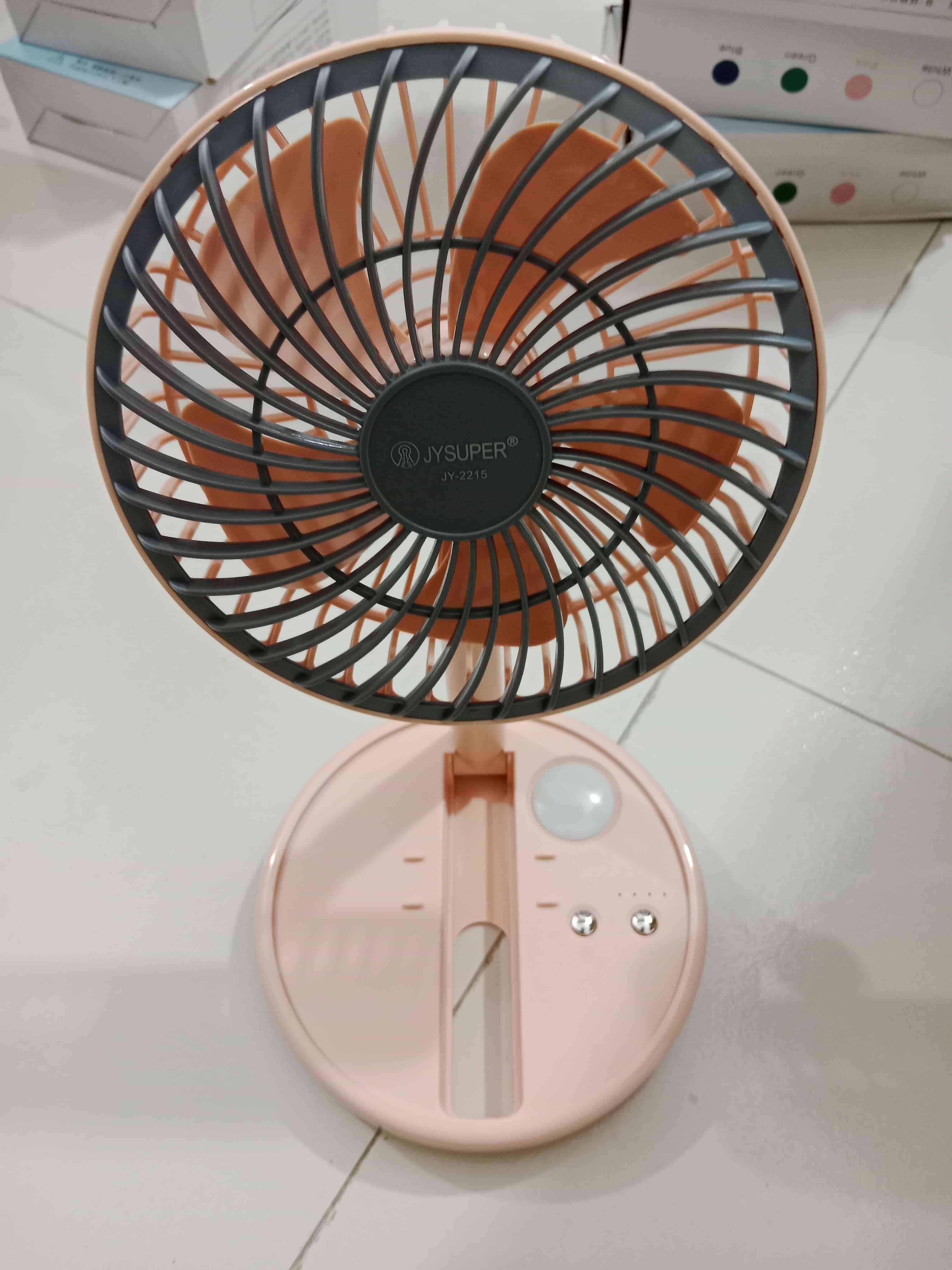 JY Super JY-2215 Mini Rechargeable Fan – 4000mAh ব্যাটারি