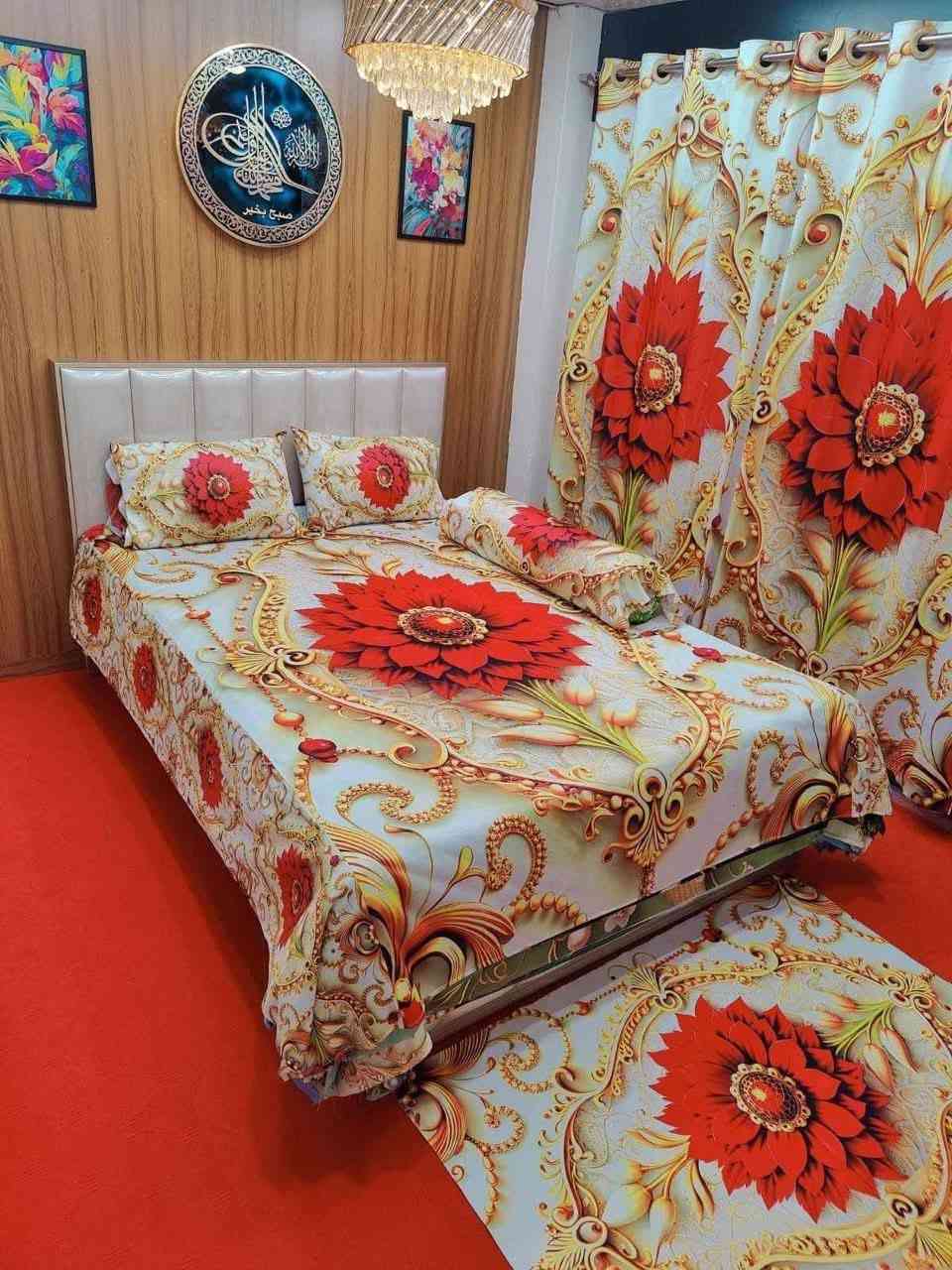Premium 3D Bedsheet Four Piece Set | সুইস ভেলভেট ফেব্রিক
