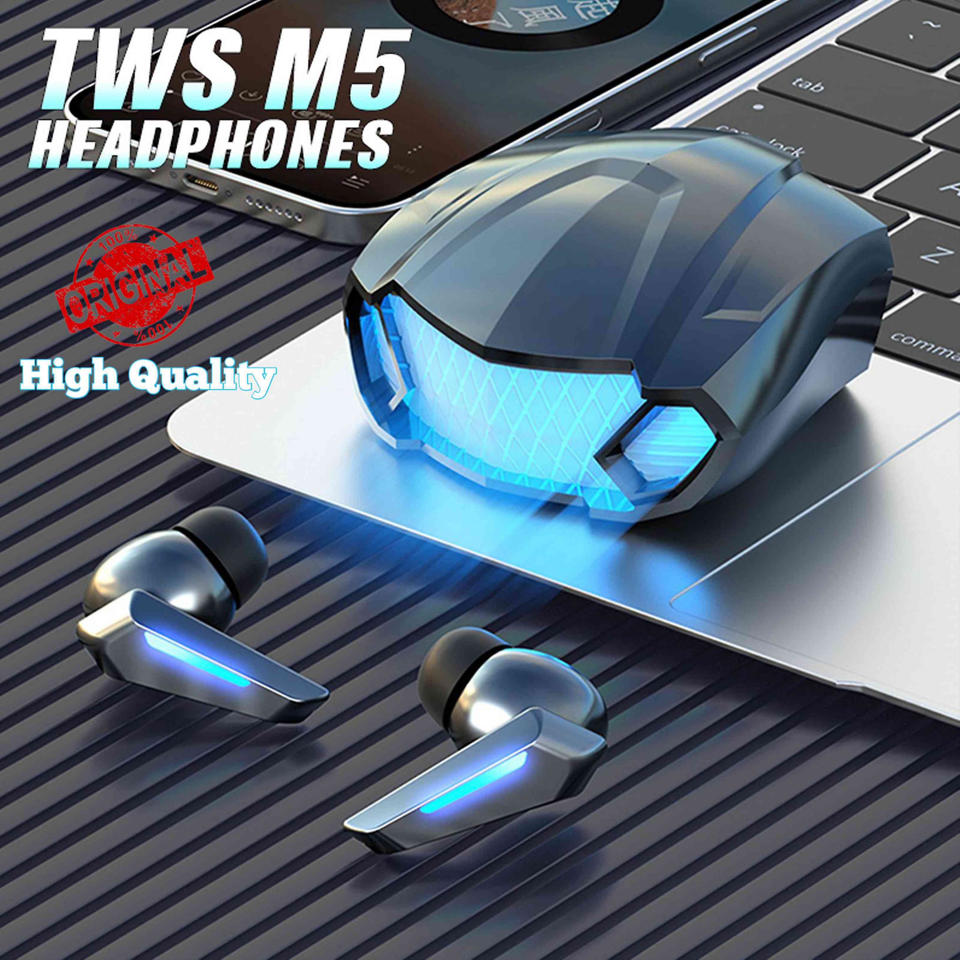 Gaming Bluetooth 5.2 Earbuds – Low Latency Stereo Sound & LED Light