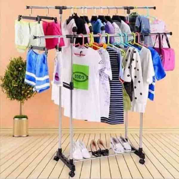 2 Layer Clothing Rack – 2 স্তরের চাকা সহ কাপড় রাখার স্ট্যান্ড