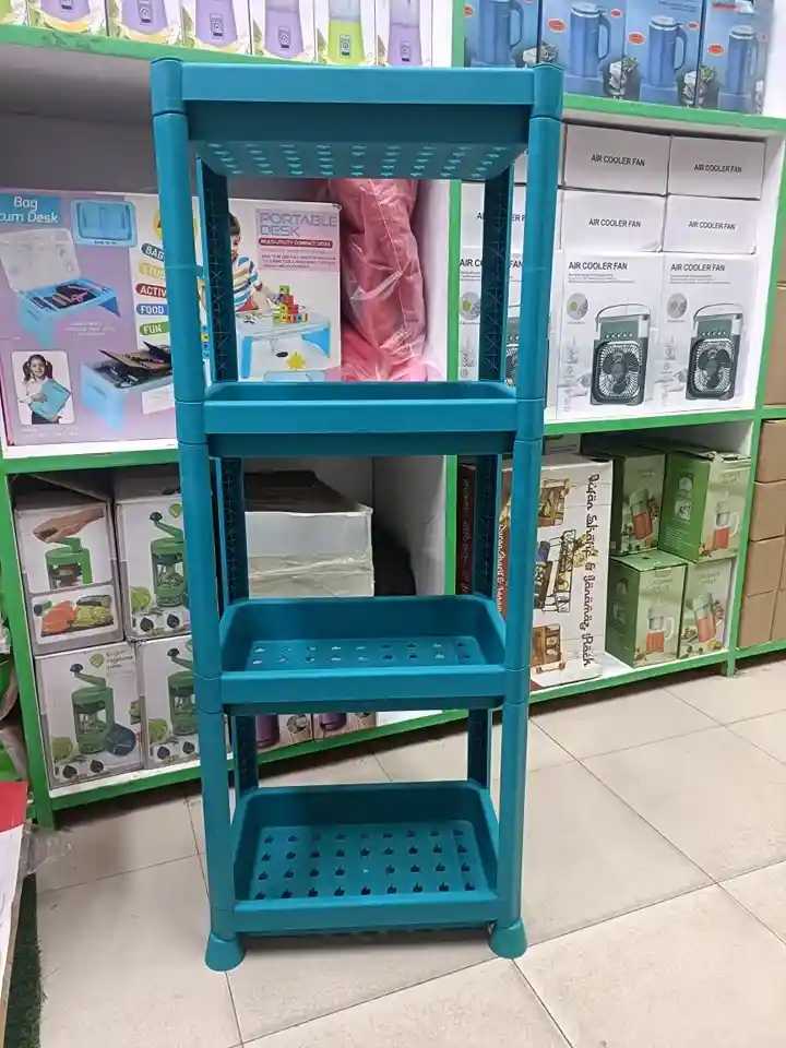 4 Tier Rectangular Storage Rack – হাই কোয়ালিটি প্লাস্টিক মাল্টিপারপাস স্টোরেজ র‍্যাক