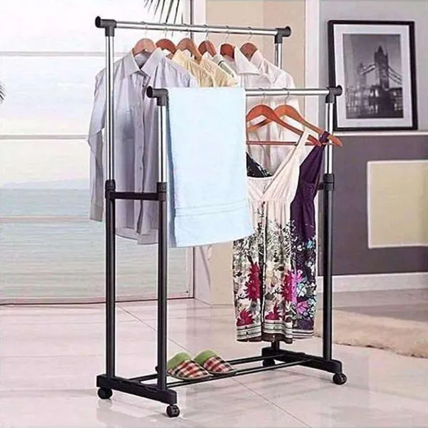 Double Pole Stainless Steel Cloth Hanger | Heavy Duty Clothes Rack